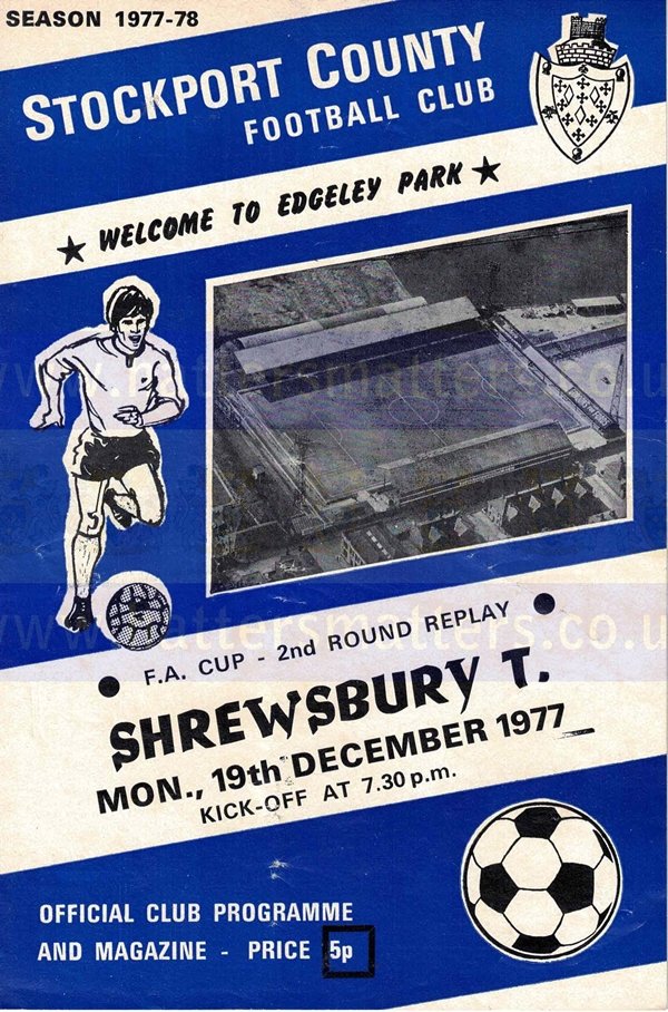 MY COUNTY CALENDAR

Day 19 - 19/12/77

County 1-2 <a href="/shrewsburytown/">Shrewsbury Town FC</a> (8,370)
FA Cup R2 Replay

Team: Rogan, Lawler, Rutter, Thompson, Loadwick, Smith, Summerbee, Halford, Park, Prudham, Massey

A missed opportunity to play in R3 for the first time in 5 years

Image: <a href="/HattersMatters/">HattersMatters</a>