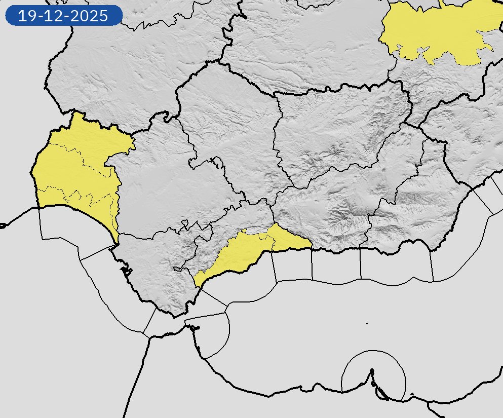 19/12 08:54 AVISOS HOY | Andalucía: lluvias. Nivel máximo de aviso: amarillo.
Actualizaciones en aemet.es/es/eltiempo/pr…