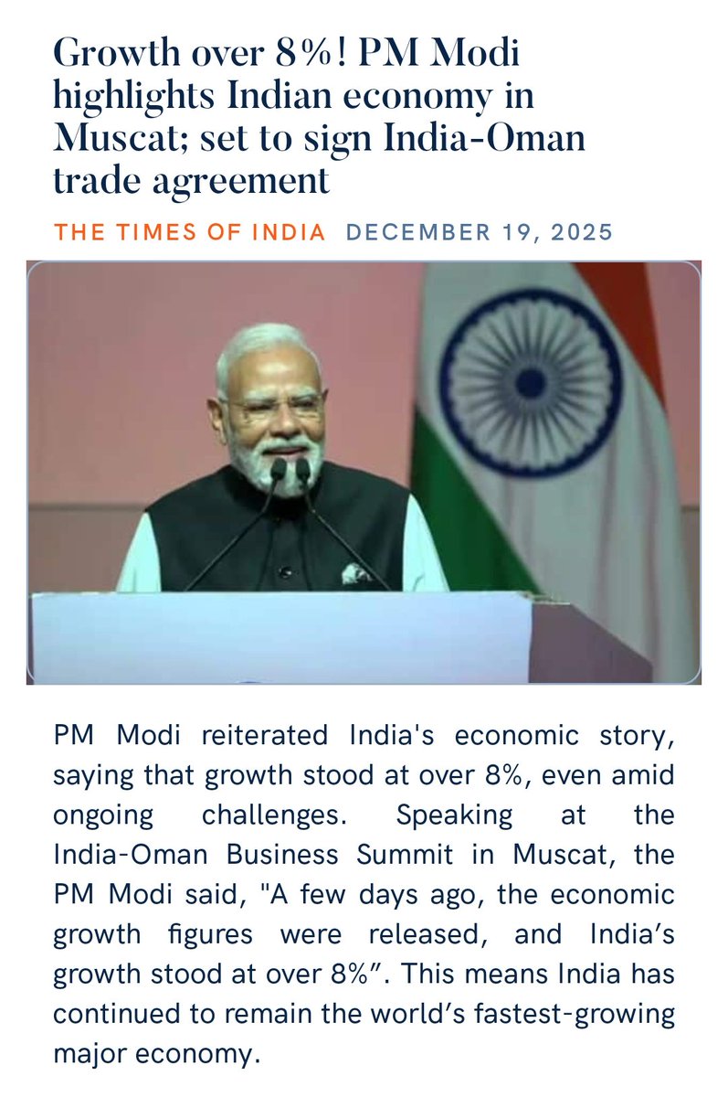Growth over 8%! PM Modi highlights Indian economy in Muscat; set to sign India-Oman trade agreement
timesofindia.indiatimes.com/business/india…

via NaMo App