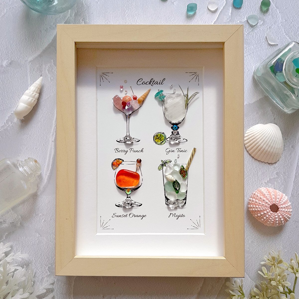 シーグラスアート『 七夕カクテル.。.:*☆』他3点 シーグラスアート『 七夕カクテル.。.:*☆』他3点 シーグラスアート