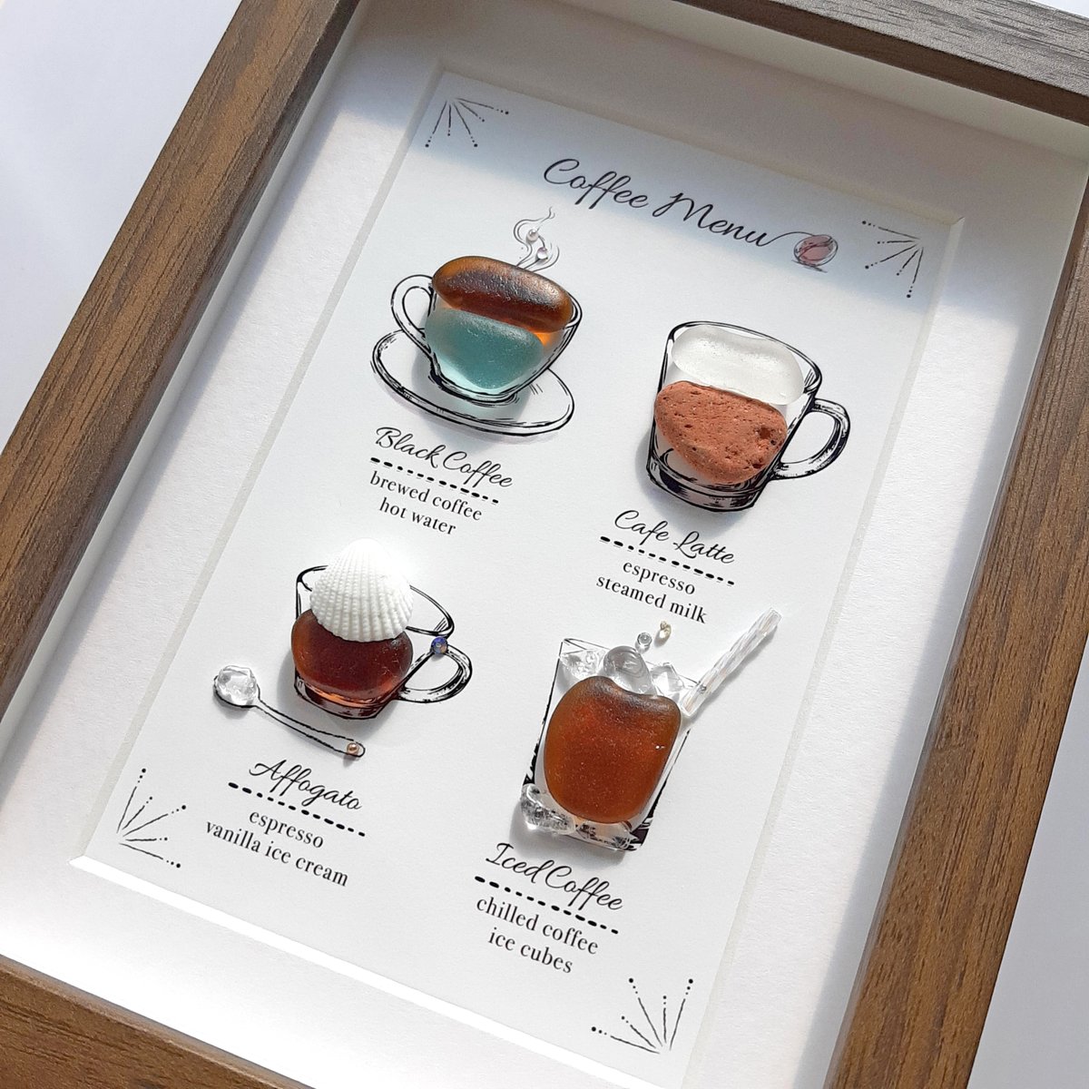 シーグラスアート　桜ムーンに座ってみた♡ 夜桜ムーン＊シーグラスアート シーグラスと貝殻で仕立てた 「4種の