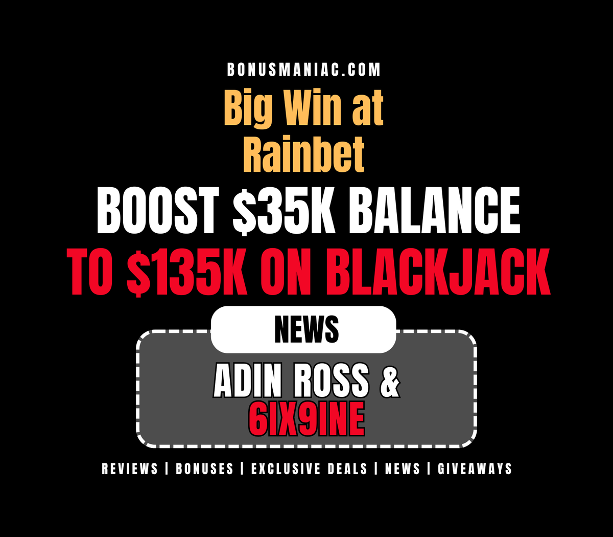 💥 6ix9ine &amp; Adin Ross just ran it UP at Rainbet!

🎲 $35K → $135K on Pragmatic Play Blackjack 💸
Big win, big energy, and it’s all caught on stream 👀

👉 bonusmaniac.com/online-gamblin…

💫 Follow us for more bonuses, news, reviews, and giveaways!
👍 Like, retweet, tag, and reply to