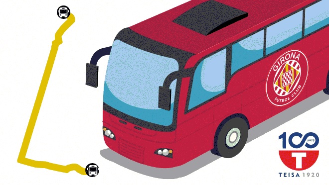 DIUMENGE vine a Montilivi amb TEISA🚌

🗓️ 21 de desembre (14:00h)
⚽️ Girona FC🔴⚪️ - Club Atlético de Madrid🔴⚪️
👉 Socis (gratuït) i no socis (0'70€)
🕟 Freqüència 10 min

🚏 Anada 2h abans (Av. Ramon Folch) i tornada 2h després del partit. El bus fa parades de l'L2 a c/ Bcn.