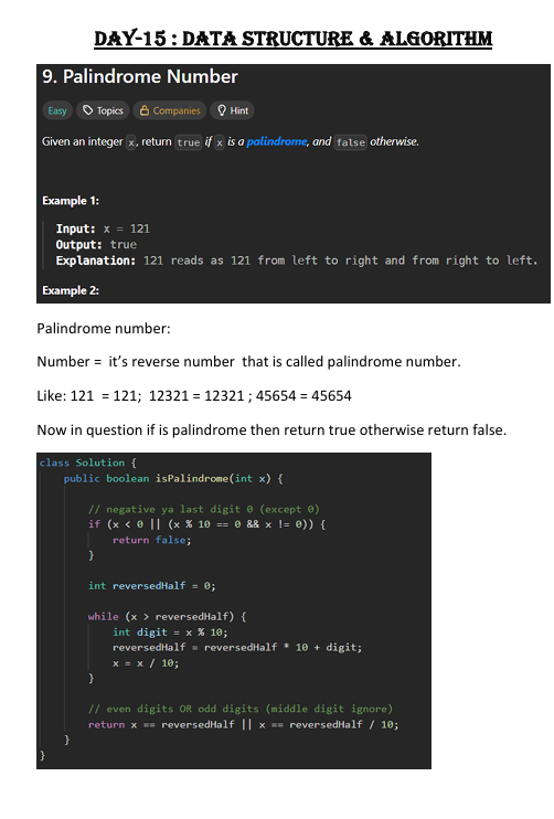 GauravK79996771's tweet image. Day 15 of #100DaysOfCode 🚀
Solved 2 LeetCode problems today:
✅ Pascal’s Triangle
✅ Palindrome Number
Focused on logic building and optimized solutions.
Consistency matters 💪
#LeetCode #DSA #Java #CodingJourney