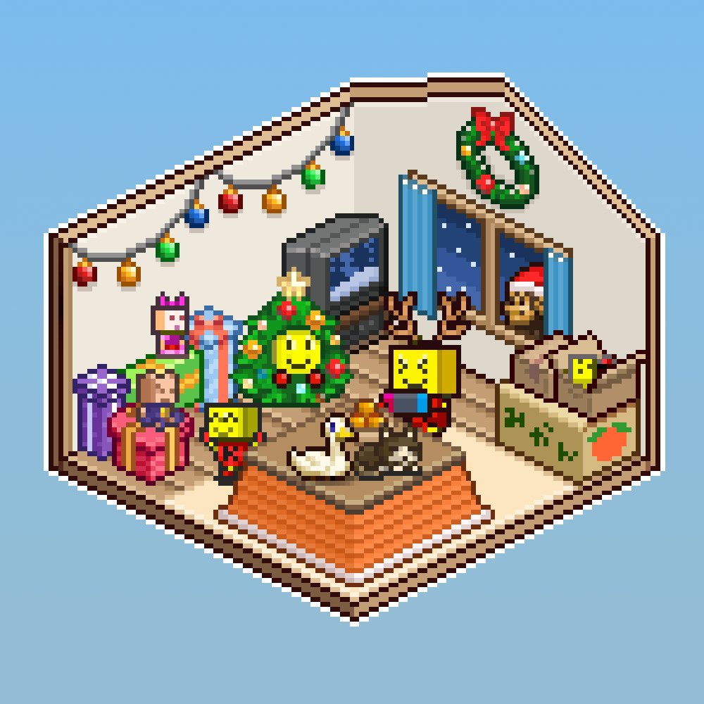 wairosoft's tweet image. どうも、まだクリスマス気分のカイロくんです。
お正月前にはツリーたちを片付けたいと思っているんだよ🎄

#毎日がクリスマス
#お片づけは後回し！