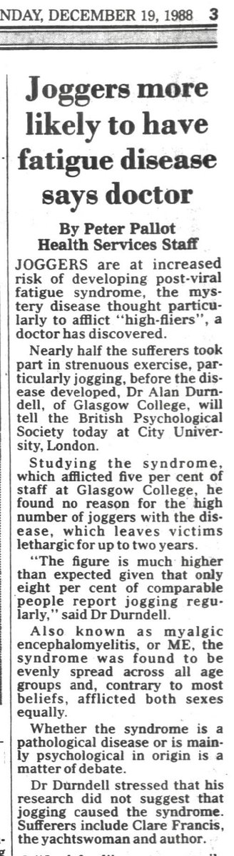 RFH1955's tweet image. The Daily Telegraph, UK. 
19th December 1988.

#myalgicencephalomyelitis #cfsme #myalgice #mecfs