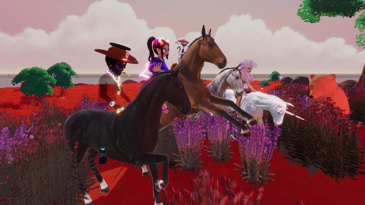 Just a bit of horsing around at with <a href="/Moppundo1/">hayabusa</a> at her world =  hayabusa.dcl.eth 
Have you seen her off grid campsite? Time for some toasting marshmallows on the fire.