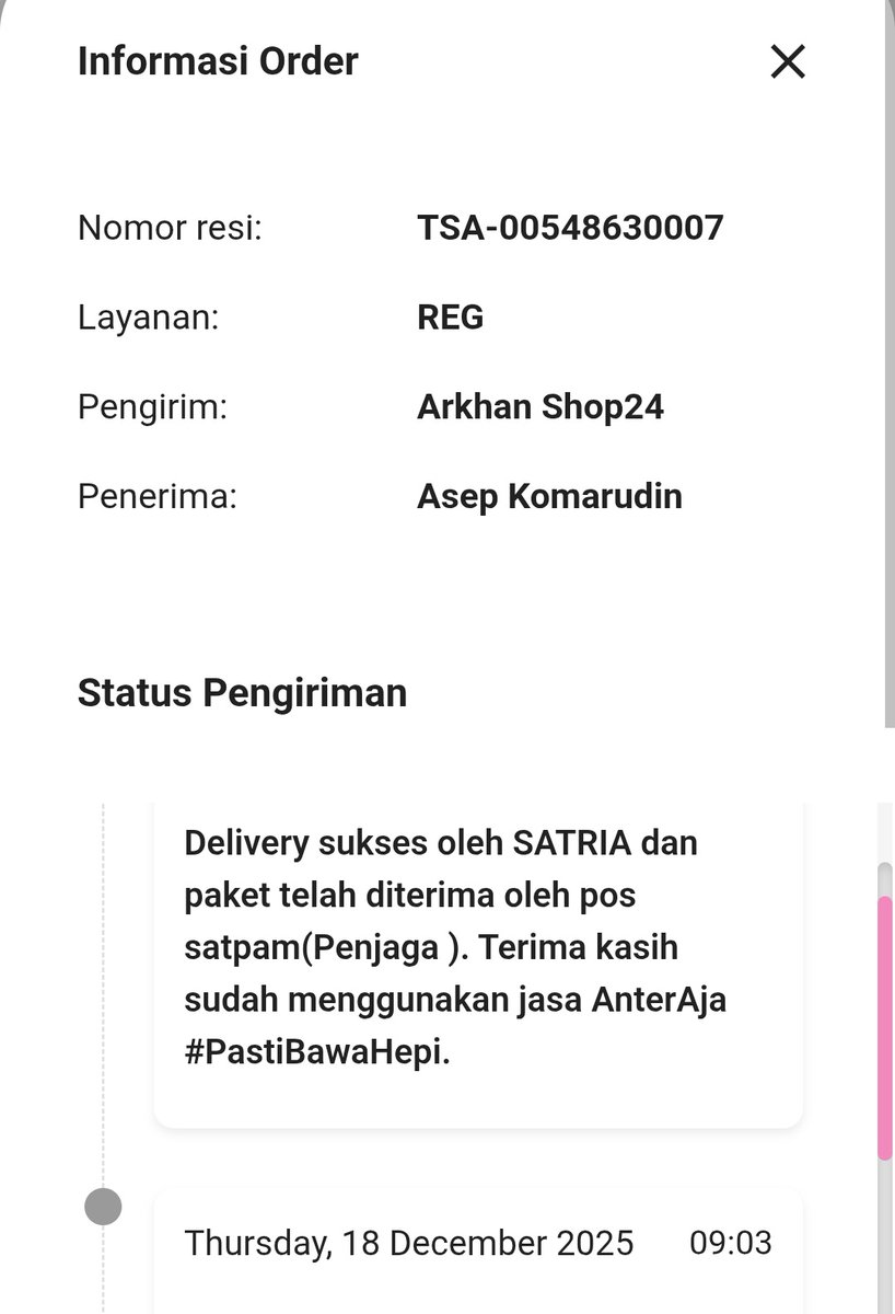 shevcomp's tweet photo. @AnterajaCare mau Konfirmasi  Status terkirim. Barang tidak ada di Lokasi dan Pos security belum menerima - Bagaimana ini Kaka?? https://t.co/r4zPwu2Yul