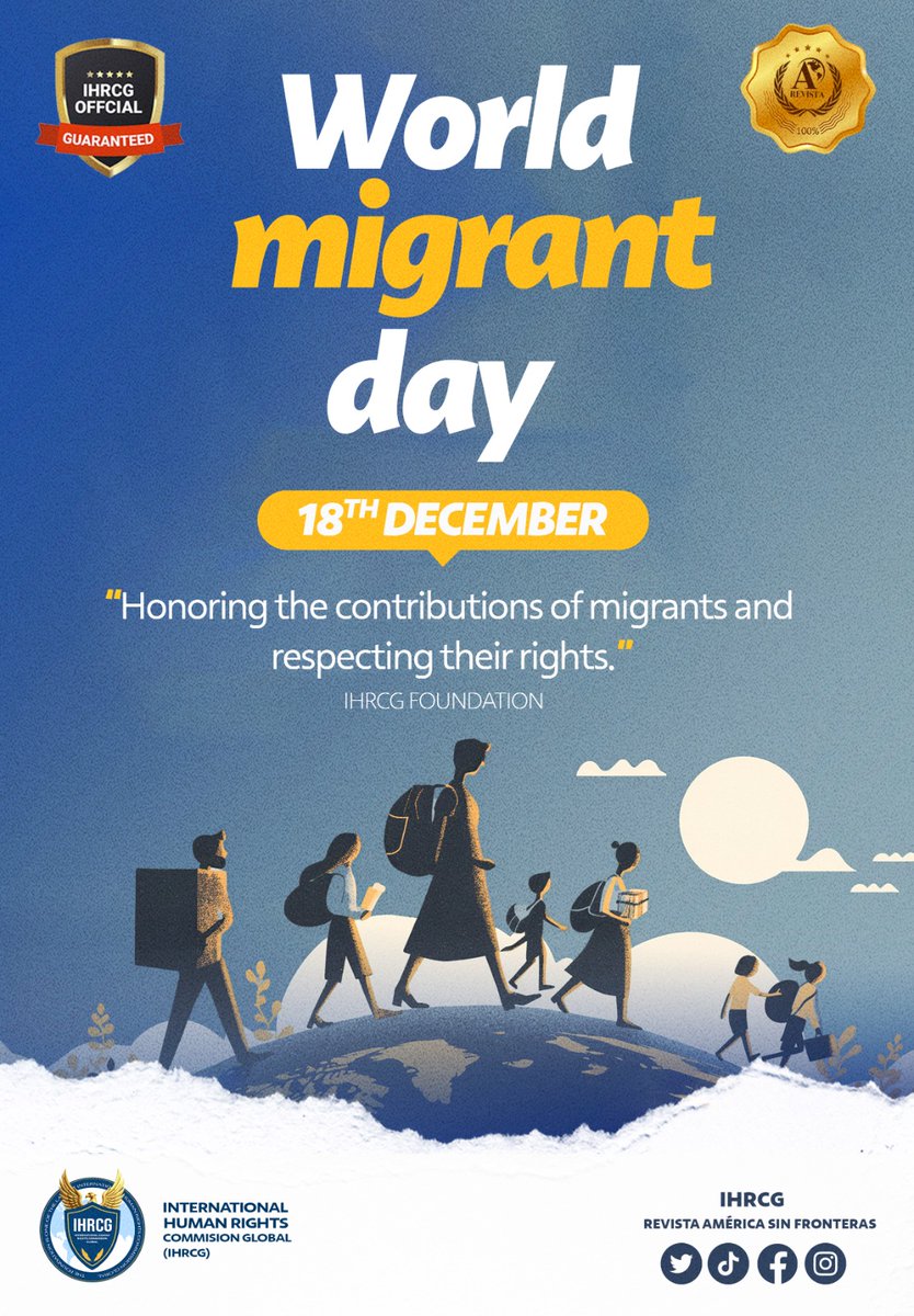 lic_buret's tweet photo. 18 de diciembre Día Internacional del Migrante este dia nos llama a mirar más allá de las fronteras y las diferencias, a construir una sociedad donde quepan todas las personas con respeto y calidez
Todos los seres humanos tienen un derecho inherente a moverse libremente, https://t.co/Yq96mmqefc