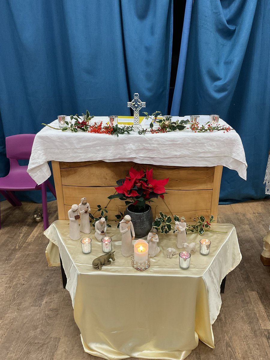Our altar is dressed beautifully ahead of our Christmas Mass 🌟
