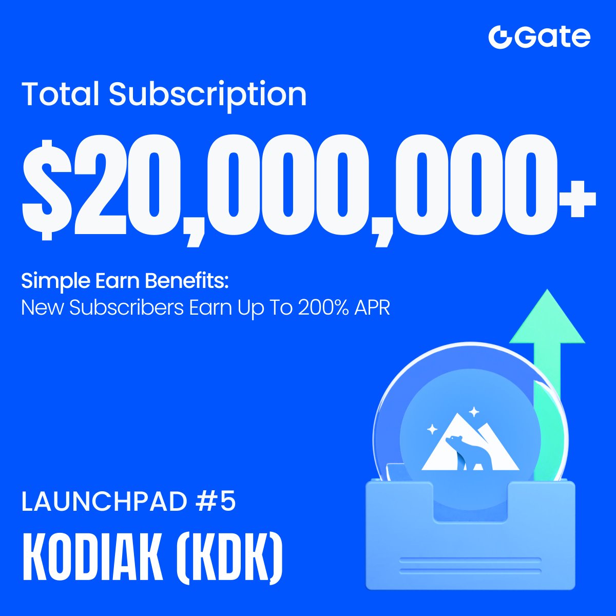 Gate's tweet image. $20M in just 10 mins! The $KDK Launchpad is heating up 🔥  @KodiakFi

Earlier commit = More $KDK allocation

New to Launchpad? Can earn up to 200% APR with Simple Earn

Limited offer, act fast: gate.com/launchpad/2362
Explore Simple Earn: gate.com/simple-earn?as…
More info:…
