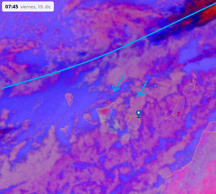 el_guayota's tweet image. En unas horas van a ir a más las lluvias con la llegada de esas masas de nubes procedentes de un débil frente. El lugar donde más ha llovido hoy es Valleseco en Gran Canaria con 9 mm. La temperatura min. está ahora mismo está en Izaña con 3ºC y la max. en Las Palmas con 19.5 ºC