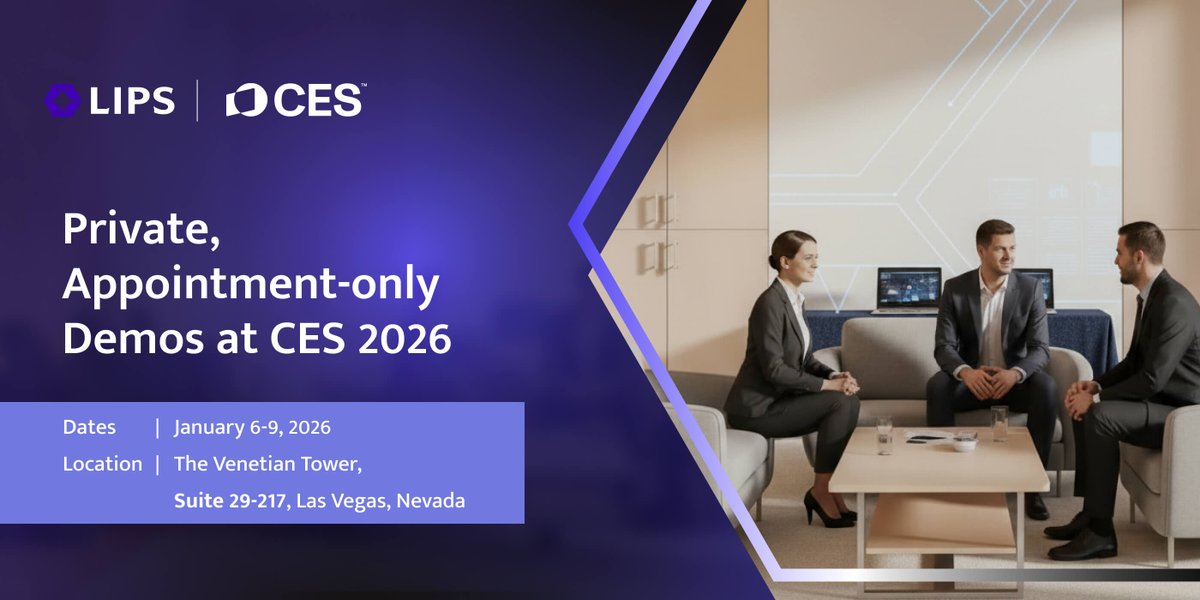 LIPS hosts an appointment-only demo room at CES 2026, Sessions will cover real-world applications of LIPSedge™ 3D depth sensing, LIPSArm™ robotic vision, LIPSMetric™ smart logistics dimensioning, and LIPSense™ human body pose analytics.
 [lihi.cc/yWAjO]
#CES2026
