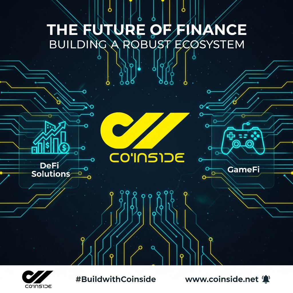 CoInsideAgency's tweet photo. The future of finance is more than just numbers—it’s about building a robust ecosystem. 🌐

At Coinside, we are dedicated to making this ecosystem more transparent, efficient, and accessible, from advanced DeFi solutions to the next generation of GameFi. 🛠️🎮

Are you ready to build the future with us?
Turn on your notifications! 🔔

 #BuildwithCoinside #FutureOfFinance #Web3 #Blockchain #Tech #GameFi #Coinside