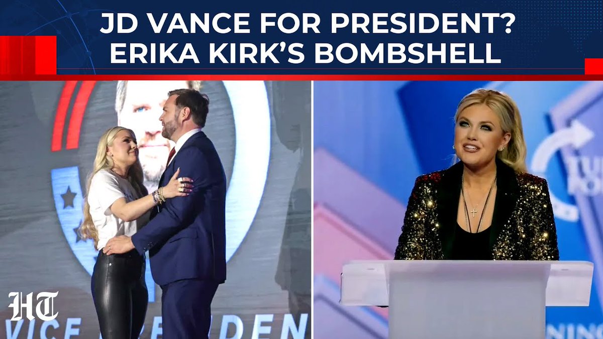 htTweets's tweet photo. 🎥#WATCH | Erika Kirk, CEO of Turning Point USA, made a bold declaration in Phoenix, Arizona, on December 18, 2025, pledging full support for her husband’s friend, JD Vance, in his anticipated 2028 presidential run. Kirk promised, “We are going to get my husband's friend JD Vance elected for ‘48 in the most resounding way possible.” 

Catch the detailed coverage 👉
https://t.co/TPIl0AwNml