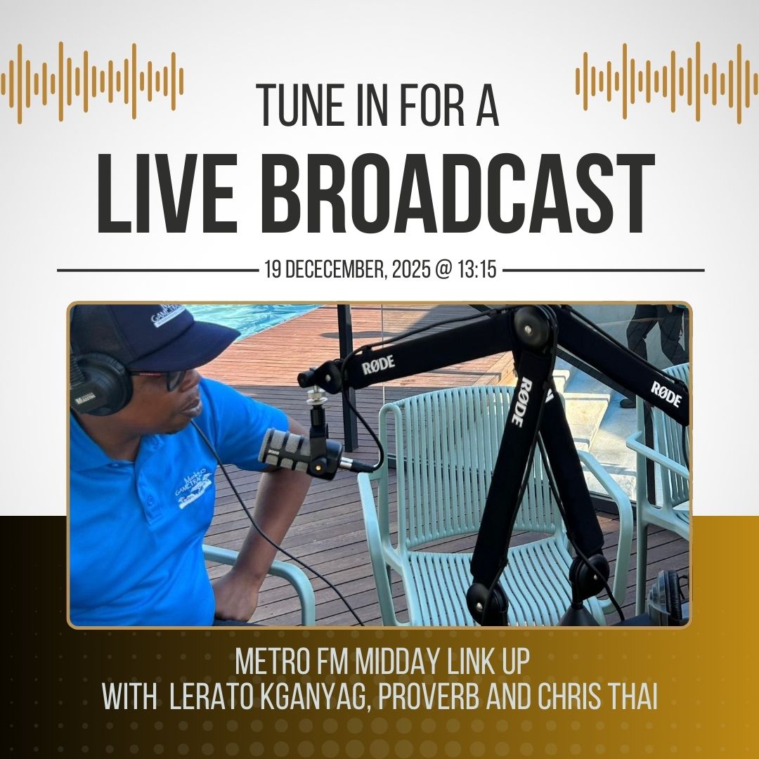 🔥 LIVE TODAY at 13H15! 🔥
Mankwe GAMETRACKERS CEO Chris Thai goes live on METRO FM🎙️with Ausi o Motoma, Lerato Kganyago &amp; YourBoy Proverb, talking adventure, safari vibes &amp; owning the summer 🌞🦁Broadcasting from The Valley of Waves, Sun City Resort 🌊
#MetroFM #MiddayLinkUp