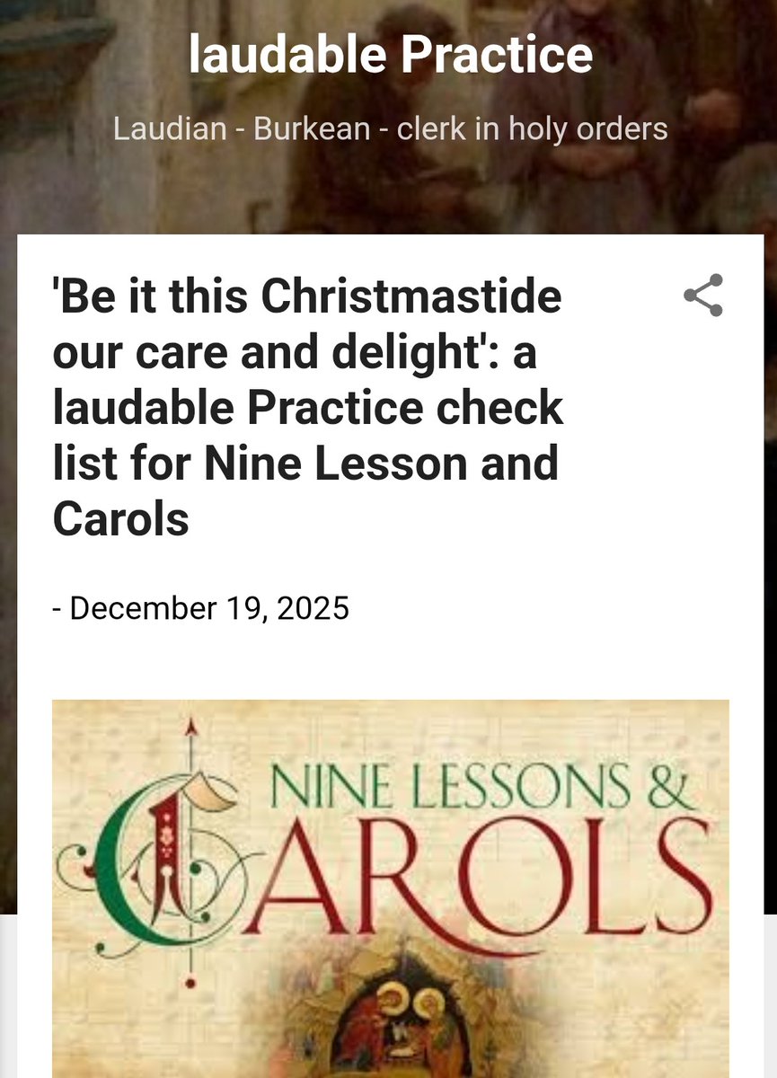 cath_cov's tweet image. A laudable Practice check list for Nine Lessons and Carols, heartily formed by my own prejudices. 🎄 🎶 🥧

Link below.