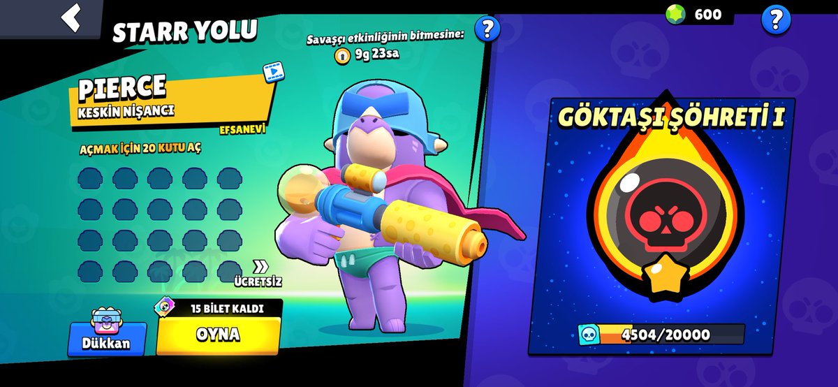 BrawlSourceTR's tweet image. ⚠️ KOD SARI!
🧢 Pierce erken erişim etkinliği başladı.

🎟️ Bu sefer 15 bilet önden + her gün 3 bilet verilecek (birikmeli)
🎁 Her 2 galibitet = 1 Pierce kutusu, 20 kutuda Pierce açılabilecek.

😉 Kaybetseniz bile etkinlik süresince ücretsiz Pierce kutuları verilecek.