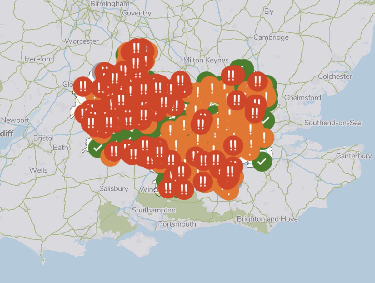 And if you're a <a href="/thameswater/">Thames Water 💧</a>  customer this is what you're paying for.

Red, dumping sewage right now.
Orange, has dumped sewage within the last 48 hours.