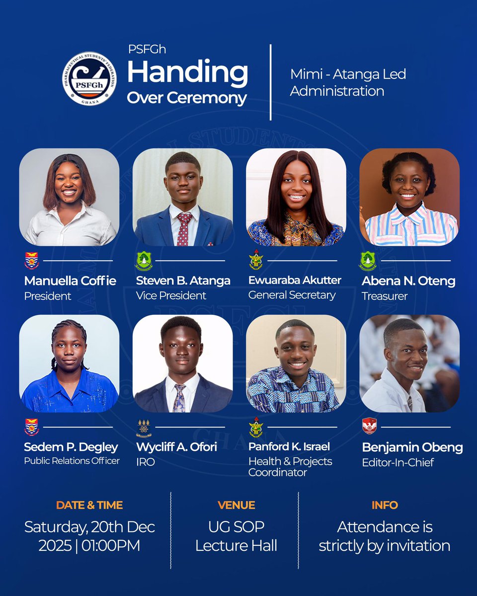 Service completed.💙 
Legacy acknowledged.💛

 Meet us tomorrow at 1:00 PM for the handing-over ceremony as we honour the Mimi-Baba led administration.

POWERED BY PSFGh MEDIA📸