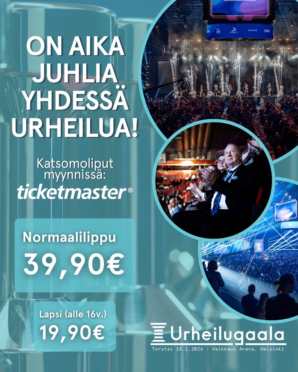 Aloita uusi urheiluvuosi säihkyvästi Urheilugaalassa – todellinen urheilufani löytyy katsomosta!💙✨

Tutustu katsomolippuihin ja varmista paikkasi 🎟️➡️ urheilugaala.fi/osta-liput/kat… 

#urheilugaala #UG26 #iloalivenä