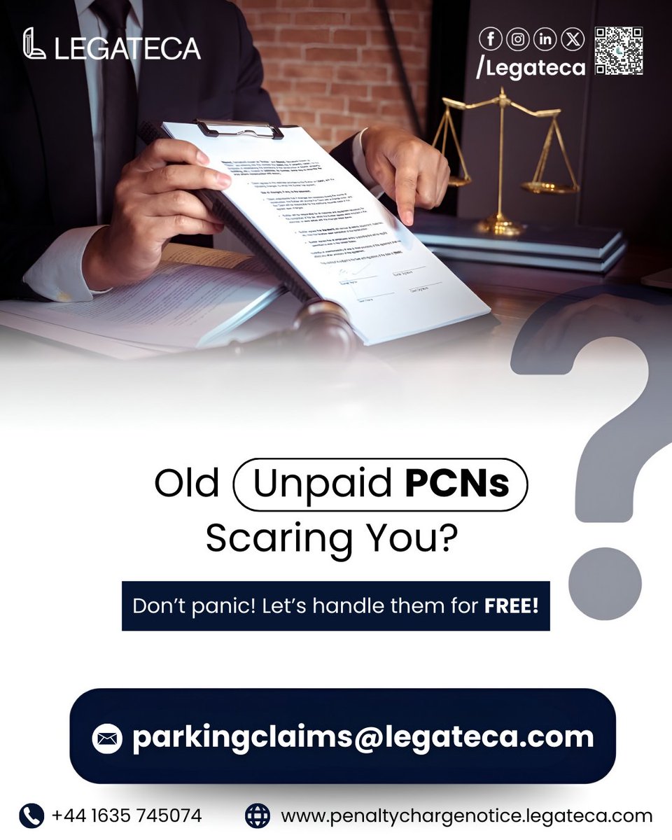 Struggling with old unpaid PCNs? Don’t panic. Legateca’s experts review and handle your parking charge notices for FREE.

Visit us at: penaltychargenotice.legateca.com

#legateca #UnpaidPCN #ParkingNotice #PCNHelp #FreePCNSupport #ParkingClaims #FreeLegalSuppor #LegalSupport #StressFree