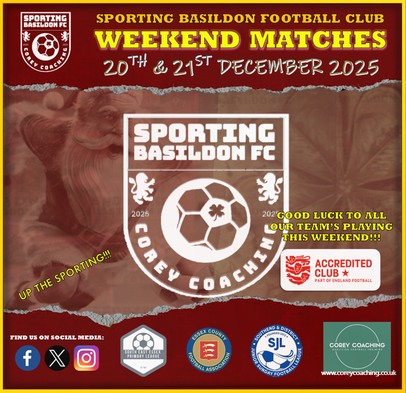 S_Basildon_FC's tweet photo. β½οΈ This Weekend's Matches β½οΈ
Hopefully another action packed weekend of football on Sunday!!!! No doubt some pitch inspections!!
Good Luck to all the @S_Basildon_FC team's playing this weekend.
β½οΈπ₯π©
#sportingbasildonfc #football #matches https://t.co/6fiHRVAlpv
