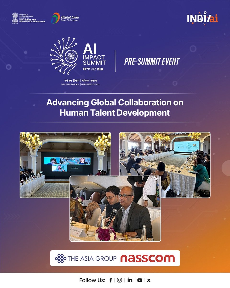 On the #RoadToImpact, the ‘Advancing Global Collaboration on Human Talent Development’ panel explored the impact of AI on work, learning, and skills.

Aligned with the Human Capital Chakra, the discussion focused on global collaboration for inclusive AI-led growth. Shri Abhishek