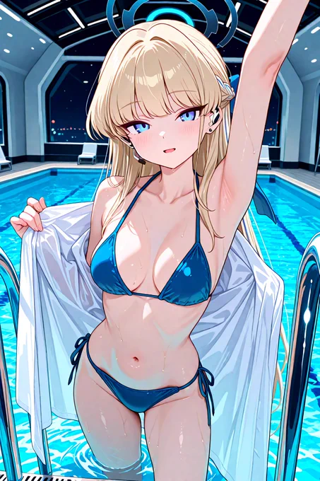 先生も一緒に泳ぎませんか? #ブルアカ #BlueArhcive SFW Illustration. No nudity or suggestive intent. Toki