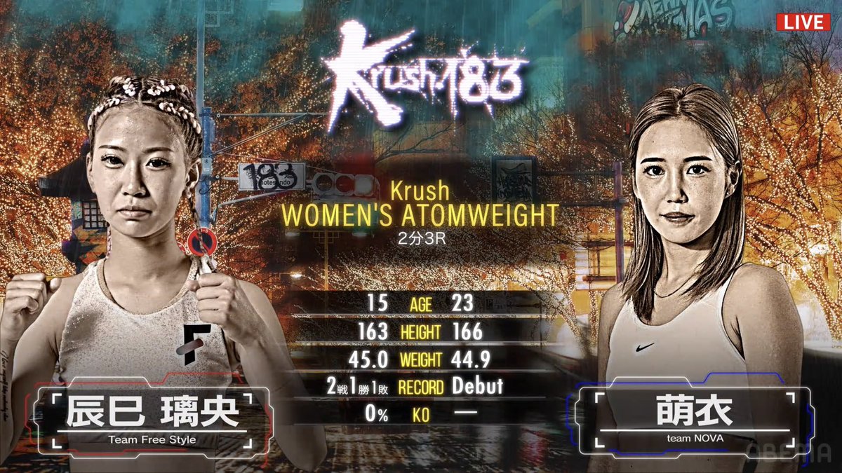 プレリミナリーファイト第1試合 女子アトム級/45kg 2分3R辰巳璃央(Team