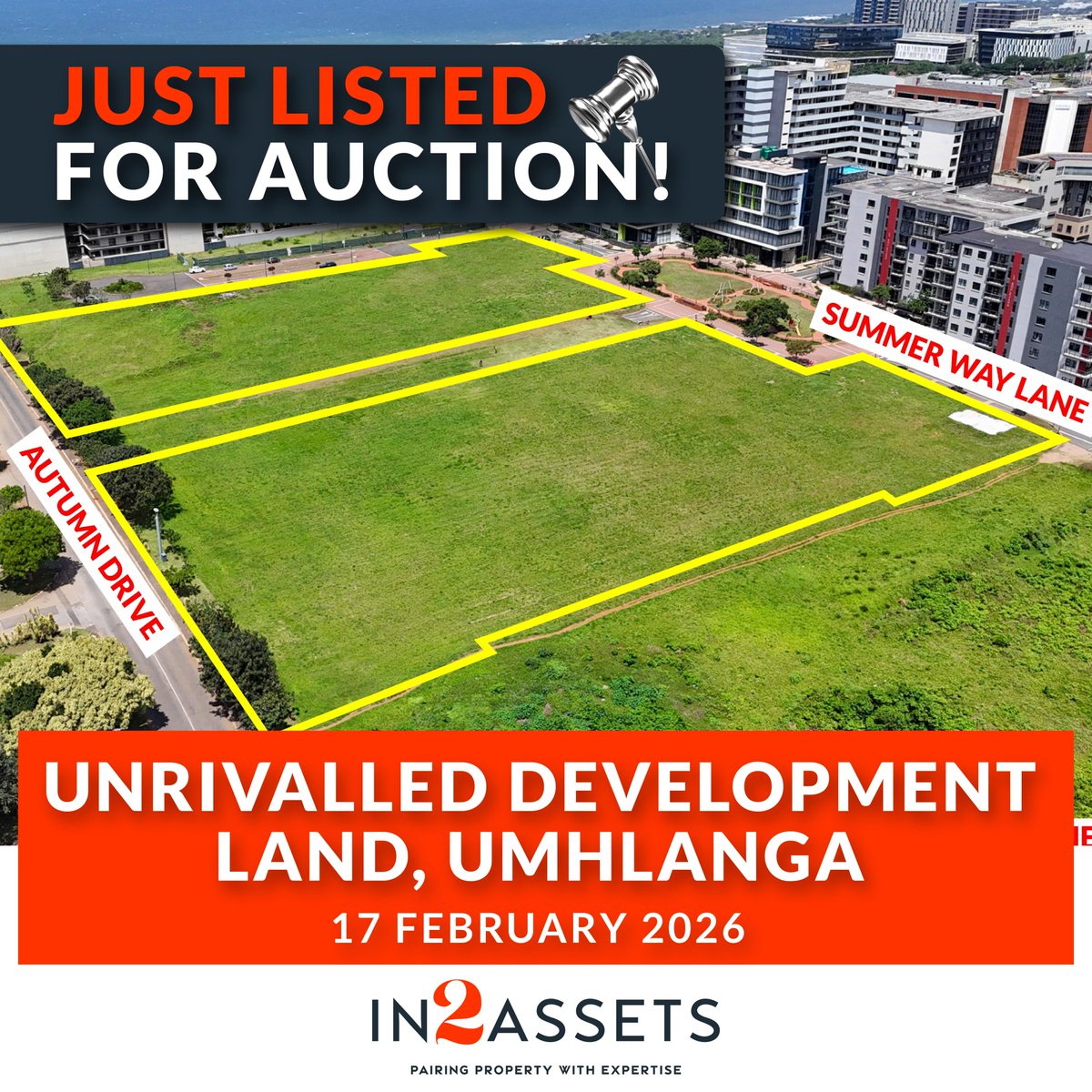 In2assets's tweet image. Unrivalled Development Land In The Heart Of Umhlanga, Summer Way Lane, Aurora Park, Umhlanga On Auction 17 February 2026. Contact Virend Deonarain on 071 383 1735 tinyurl.com/5a9v4z6v