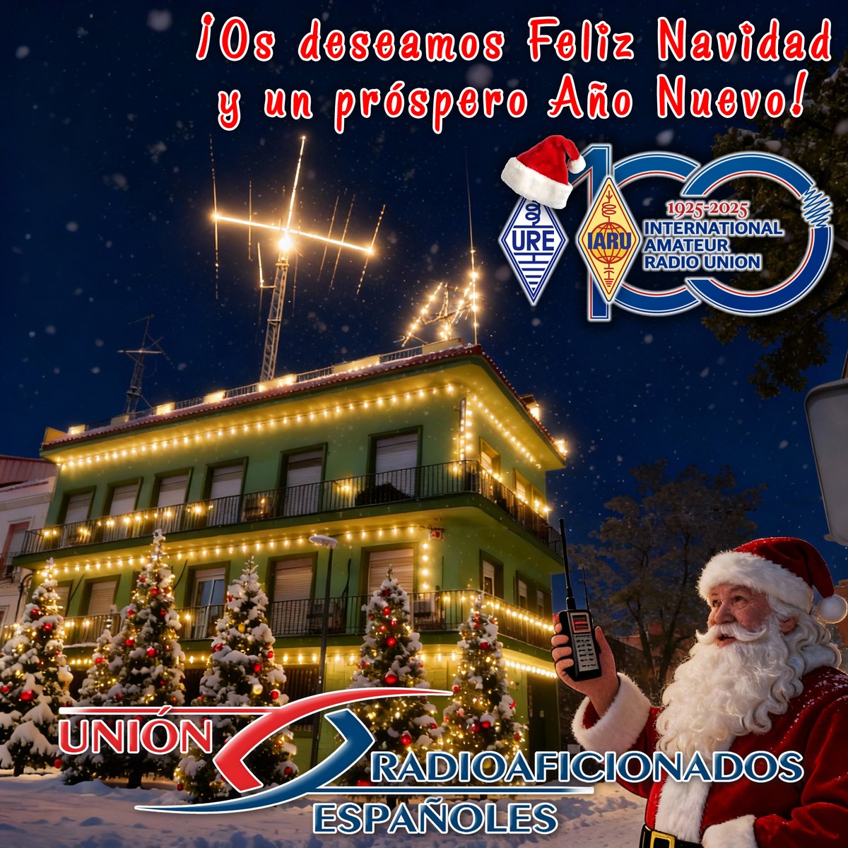 Desde la Junta Directiva, trabajadores y colaboradores de la URE os deseamos unas felices fiestas y un 2026 lleno de bienestar y alegría. Gracias a todos los socios por vuestro apoyo y compromiso, pilar fundamental de nuestra afición. ¡Buenos contactos y mucha radio para el 2026!