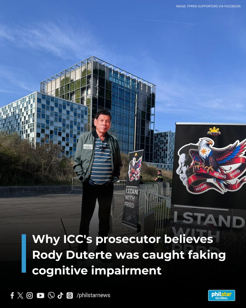 PhilstarNews's tweet image. ICC PROSECUTOR: 'IT STRONGLY APPEARS THAT MR. DUTERTE IS FEIGNING COGNITIVE IMPAIRMENTS'

Although the full medical report on Duterte's fitness level has yet to be released, the ICC prosecution noted in its comments that it is clear Duterte had deliberately underperformed in the…