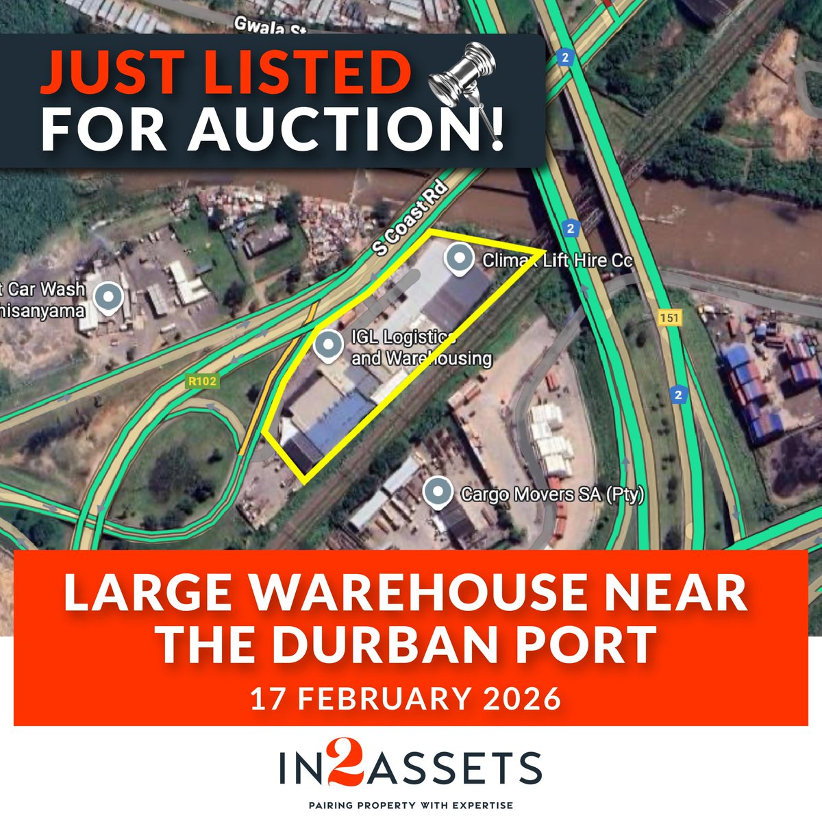 In2assets's tweet image. Large Warehouse near the Durban Port, 1625-1637 South Coast Road, Mobeni. Contact Marco Forno on 083 433 5913 tinyurl.com/nfdec85z