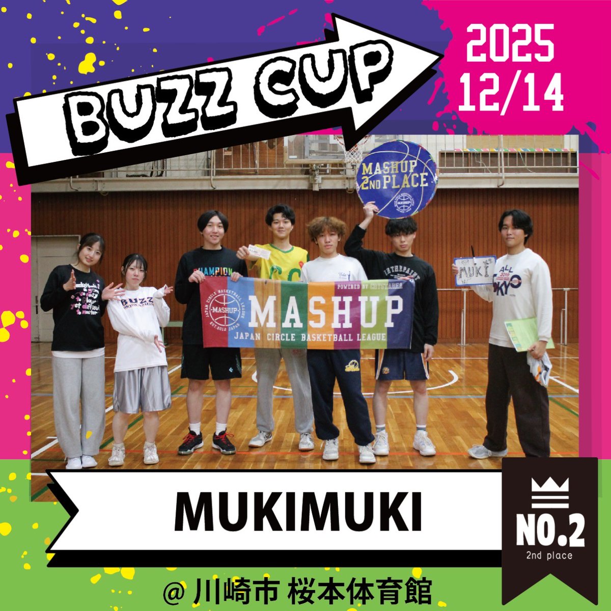 MASHUPbball's tweet photo. 学生バスケ大会【MASHUP⛹️‍♂️】
【🔥BUZZ CUP 順位報告🔥】
📍川崎市　桜本体育館

【男子】
🥇1位:FITPLACE
🥈2位:MUKIMUKI
🥉3位: ガン黒キティ

👑MVP  きょう

大会のエントリーはこちらから👇
https://t.co/cG1QdR7hIz https://t.co/VZ3iVUU5EI