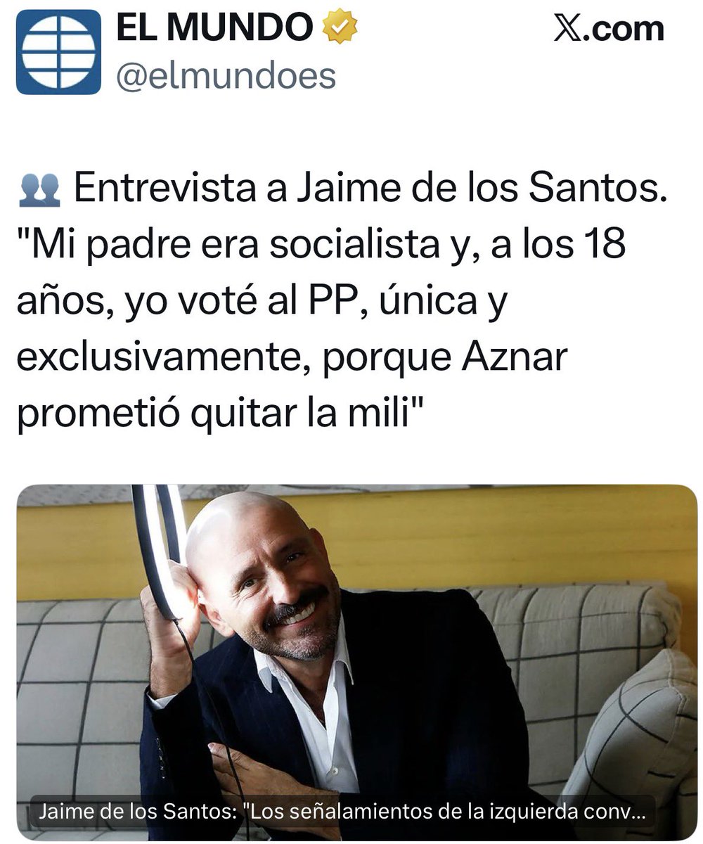 Dos factos: 
1.- No tenía 18 años en aquellas elecciones. Cumplió en agosto y fueron en marzo.
2.- Aznar no prometió quitar la mili en campaña. Fue una transacción con Pujol en el pacto del majestic, posterior a las elecciones.
Como lo del padre socialista sea como esto…