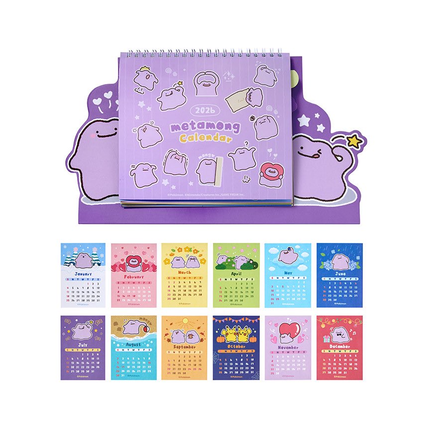 新品未開封　韓国限定！メタモンポップアップ　ふわふわカバーダイアリーブック+ペン 韓国ポケモンストア 「ふわふわメタモンの一日」 2026年カレンダー