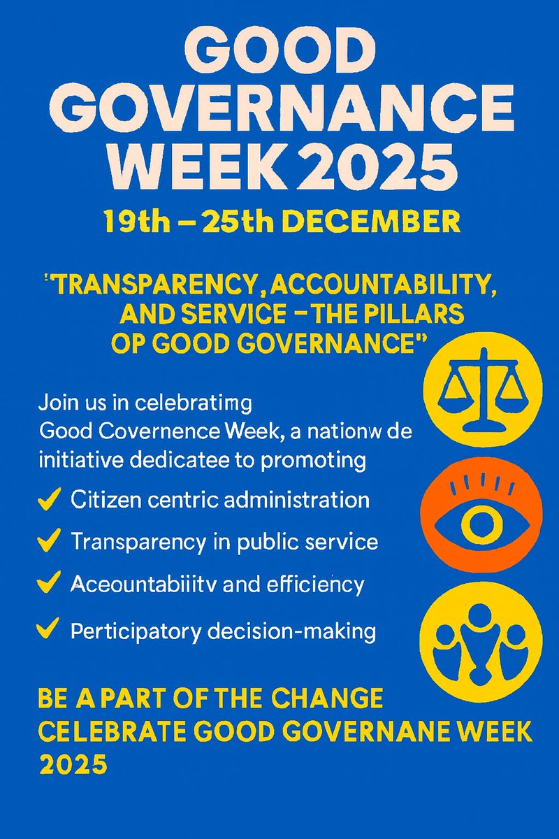 SuppyTehsil's tweet photo. "Good governance is the cornerstone of a nation’s progress. It thrives on transparency, accountability, and service, ensuring that institutions remain citizen-centric and responsive to the needs of the people. 
@FCSCA_Bla 
#SushasanSaptah2025 #PrashasanGaonKiOre https://t.co/Hq4uHB1TMu