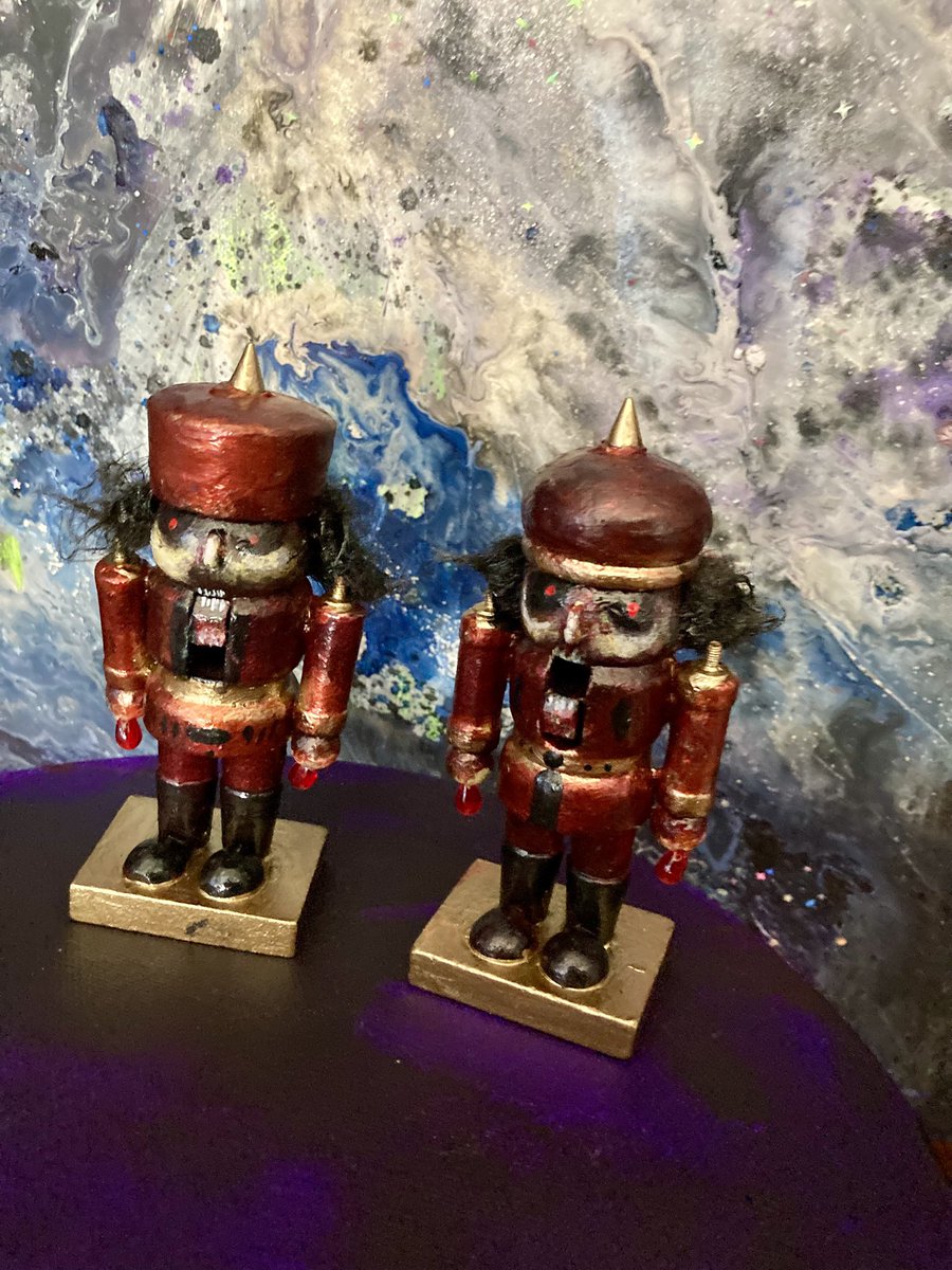 RubbberNecking's tweet image. Made some more nutcrackers. They’re both available, slightly smaller than the one I made earlier this year. #art