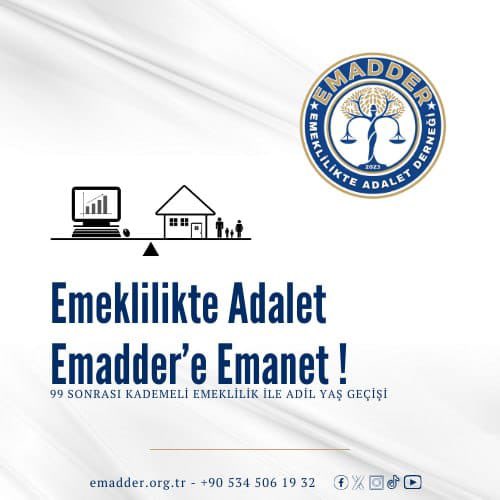 Anayasa eşitliği emrediyorsa, devlet gereğini yapmalıdır.
Kademeli emeklilik artık kaçınılmazdır.
<a href="/EmadDernegi/">EMEKLİLİKTE ADALET DERNEĞİ ⚖️</a>
#ArtıkKademeGelsin