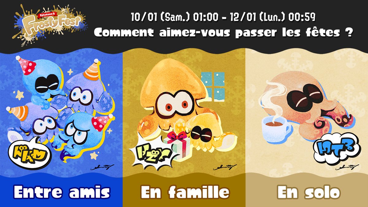 Splatoon_FRA's tweet image. ❄️ Le FrostyFest fait son retour dans Splatoon 3 !

Préparez-vous à défendre une nouvelle fois votre façon préférée de passer les fêtes dans ce festival qui débutera le 10 janvier !