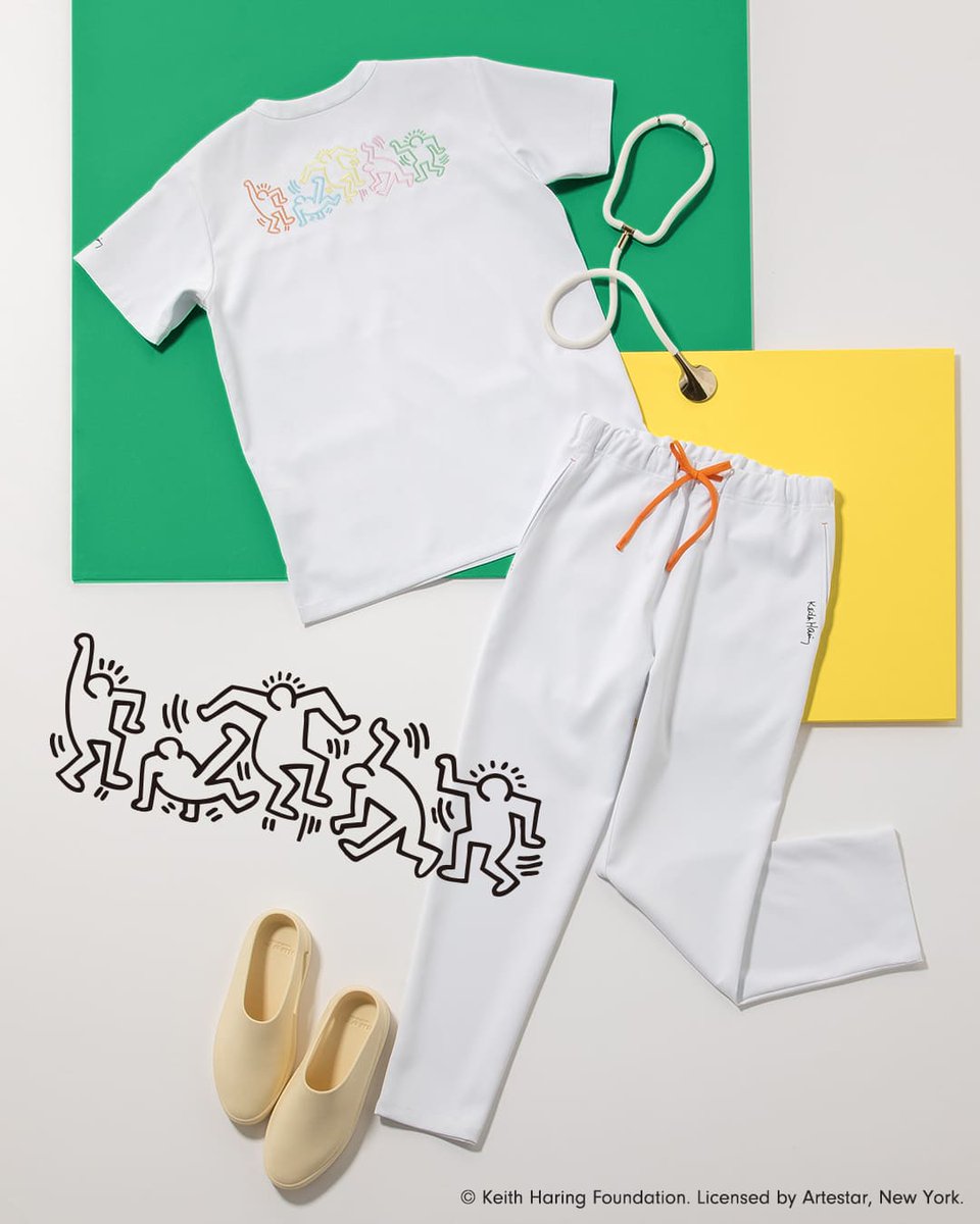 Keith Haringコレクションスクラブ🎨 ／ 【ホワイト】 ダンシング