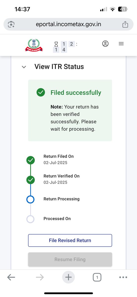 nreddy13's tweet photo. @IncomeTaxIndia 

I filed my Income Tax Return on 2 July 2025 and it was verified the same day. However, even after 6 months, the refund is still in “Return Processing” status.
Kindly look into this. @IncomeTaxIndia https://t.co/FBulOpfHQO