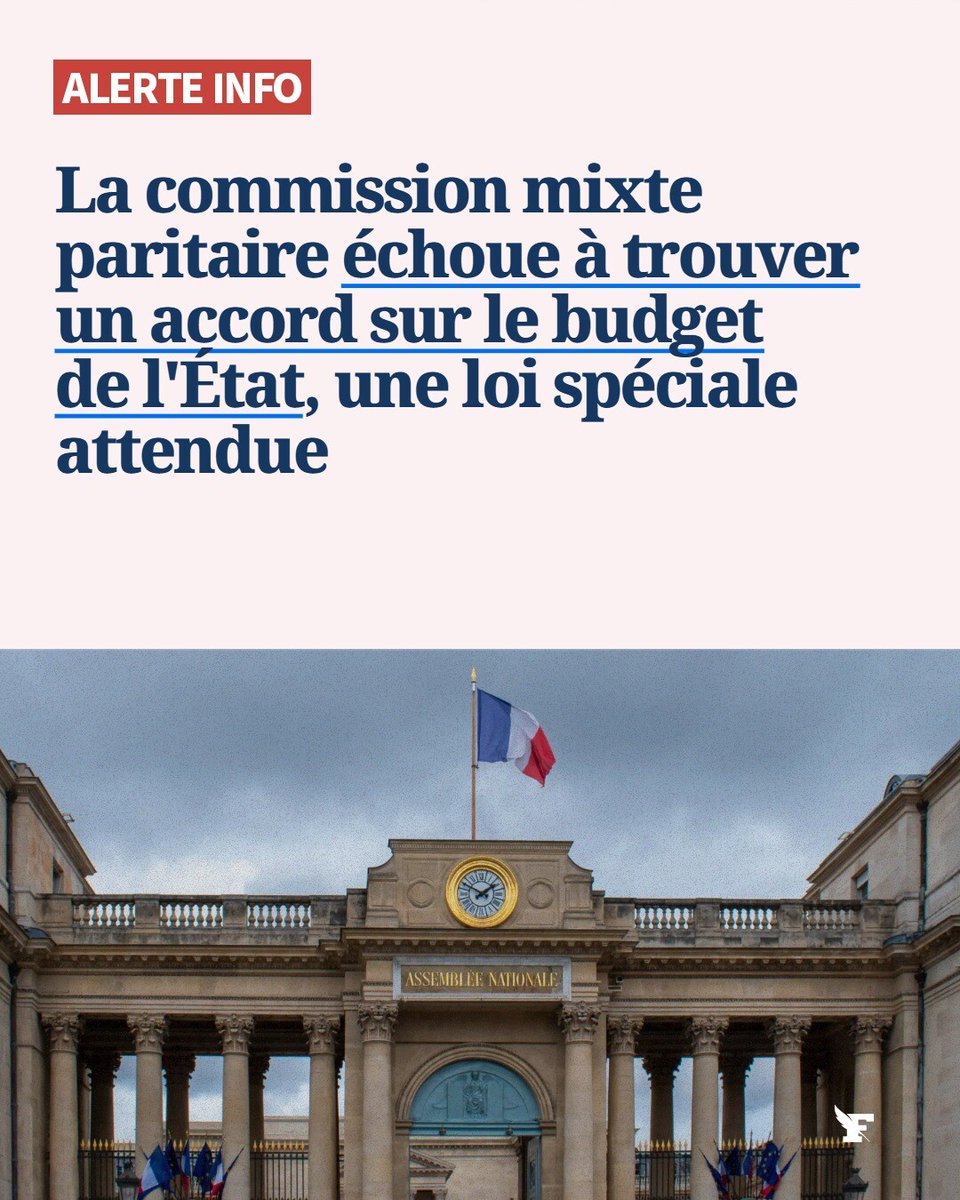 Le_Figaro's tweet image. 🔴 La commission mixte paritaire qui se réunissait ce vendredi s'est révélée non conclusive. Après cet échec, le gouvernement va désormais avoir recours à une loi spéciale. →l.lefigaro.fr/N2yr