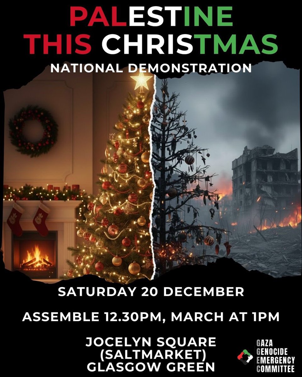 SACC_Campaign's tweet image. Saturday 20 December, Glasgow
National Demo for Palestine