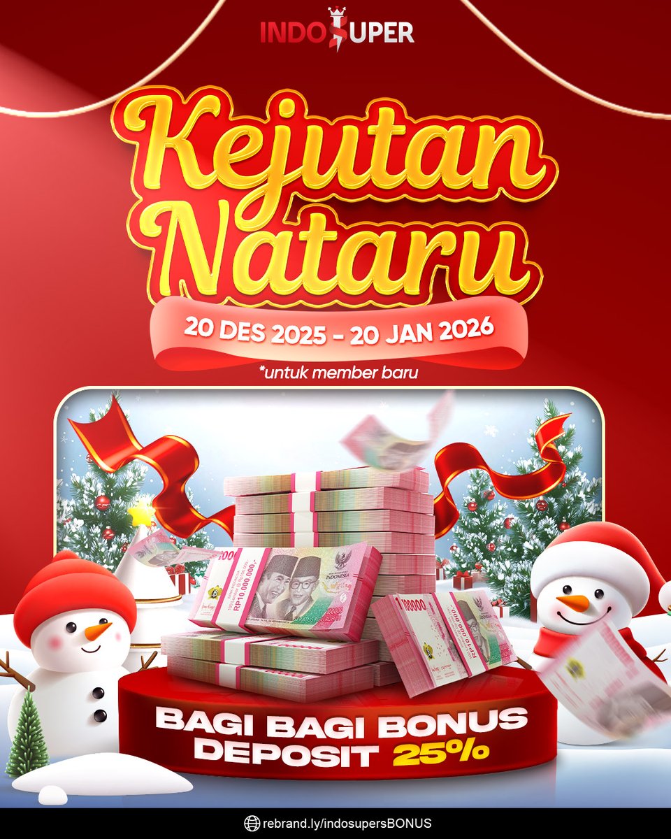 Christine7263's tweet photo. Rayakan liburan akhir tahun dengan promo spesial dari INDOSUPER 🎁
💰 Bonus Deposit hingga 25%
📅 Periode: 20 Des 2025 – 20 Jan 2026
🎉 Khusus member baru

Info Lengkap:
https://t.co/vB05NYj1yL

#BonusAkhirTahun #BonusDeposit #Tantenakal #PromoIndonesia #indonesia https://t.co/lM7tLymsId