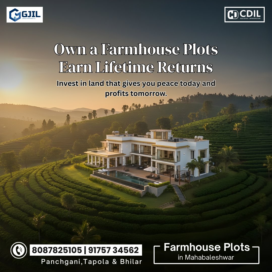 cdil008's tweet image. Own a farmhouse plot 🌿
Earn lifetime returns in peace, comfort &amp;amp; growth.

#FarmhousePlots #InvestInLand #LifetimeReturns #NatureLiving #RealEstateInvestment #WeekendHome #SecondHome #Mahabaleshwar #HillStationLife