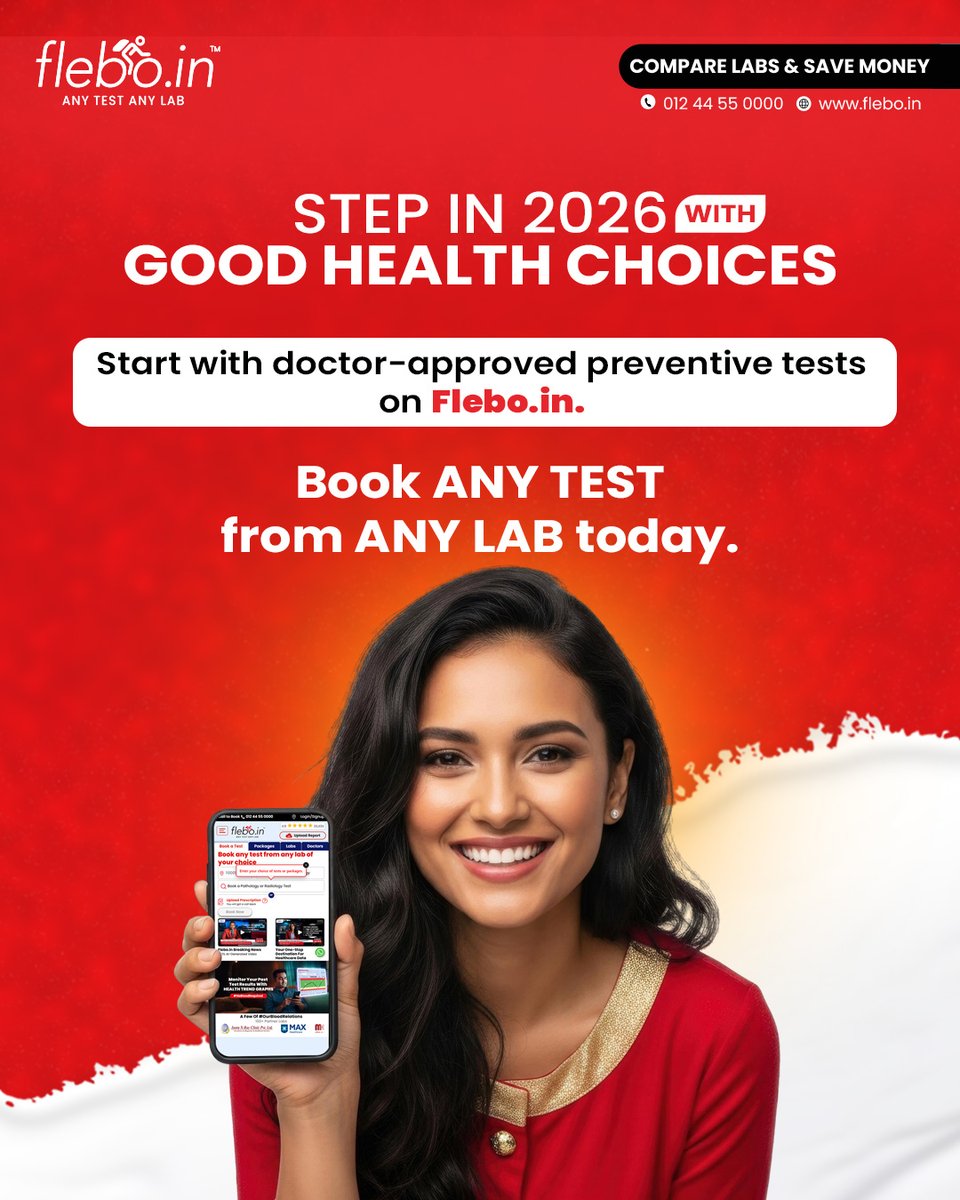 Step into 2026 with good health choices. ⚡
Choose doctor-approved preventive tests on Flebo.in
Visit flebo.in or Call 012 44 55 0000☎️
Share this post and earn cash up to ₹5000* 💰
*T&amp;Cs Apply
#Flebo #anytestanylab #Health #Trending #NewYear2026