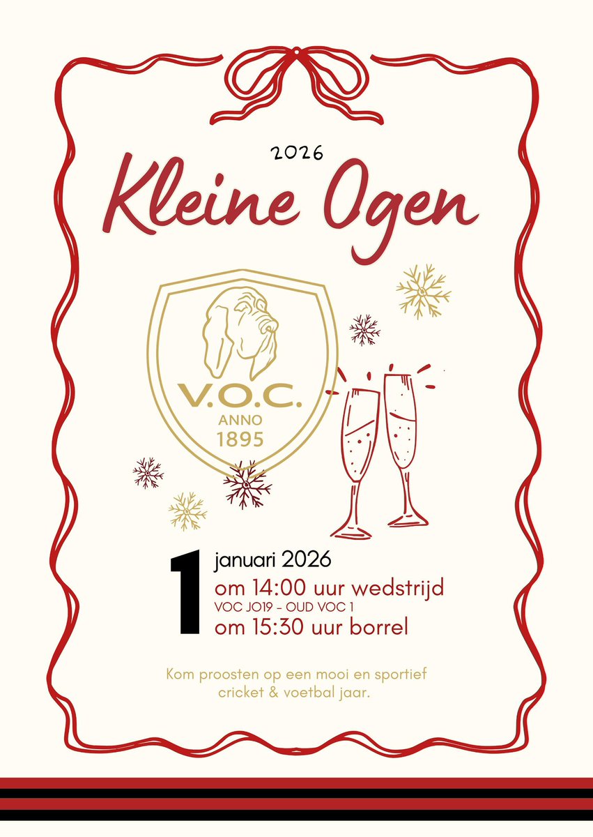 Traditiegetrouw is er op 1 januari weer veel te doen op VOC. Kom gezellig langs om te proosten op een nieuw jaar!