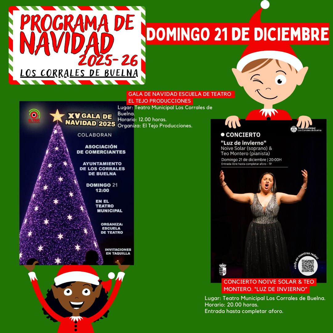 🎅🎄FIN DE SEMANA NAVIDEÑO 🎄🎅
✨VIVE LA MAGIA DE LA NAVIDAD✨
Primer fin de semana navideño en #LosCorralesdeBuelna lleno de actividades
❤️Disfrutemos de estas fiestas con nuestra gente❤️
¡Felices Fiestas y Feliz Navidad!🎄🎅🥳
#gobiernodeloscorralesdebuelna
#sientelashuellas